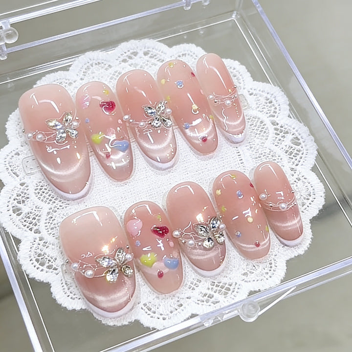Decorative Floral Press-On Nail Set Kalsten