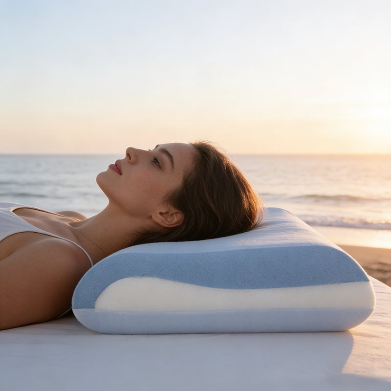contour memory foam ergonomic cervical pillow with breathable cooling knit cover and removable washable sleeve Kalsten