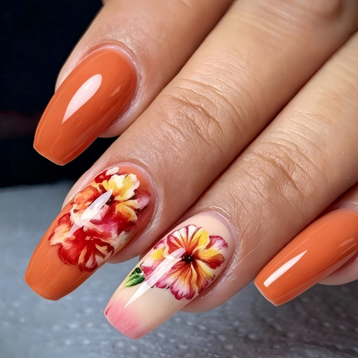 Artificial nails with floral drop design Kalsten