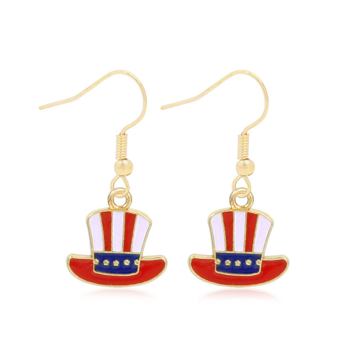 Women's star-shaped enamel earrings with USA flag motif and gold-plated fish Kalsten