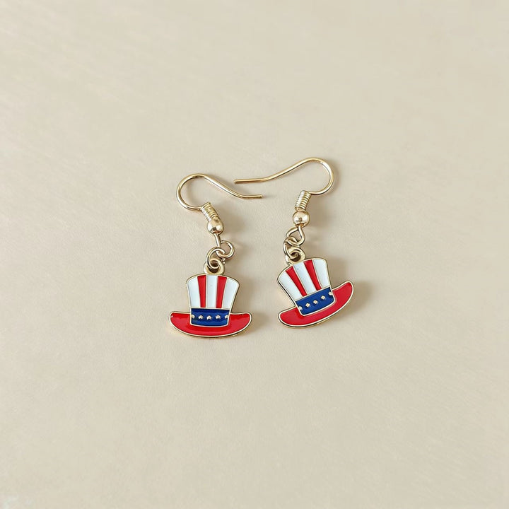 Women's noticeable tassel earrings with American flag pendant and pearl fringes Kalsten