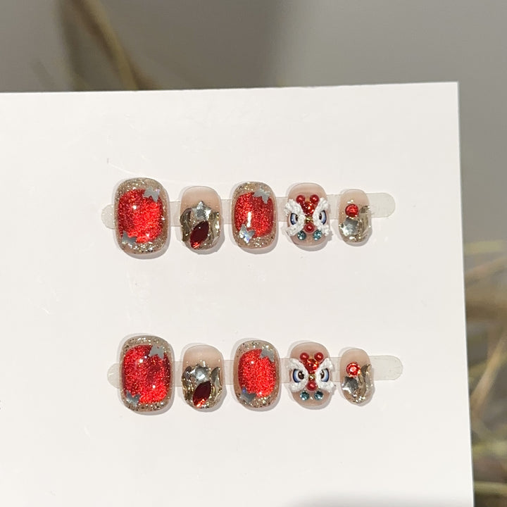 Glittery Character-Embellished Press-On Nail Set