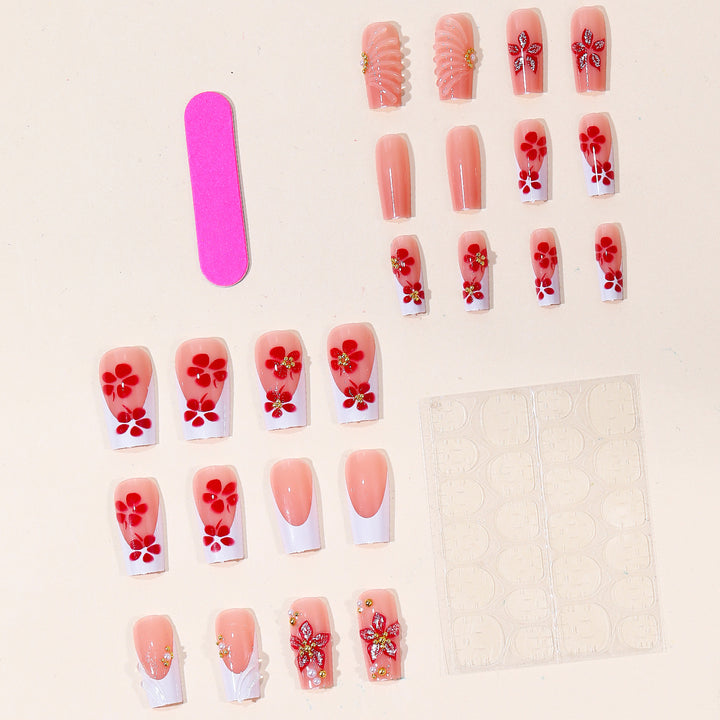 Elegant Floral Acrylic Nail Art Kalsten