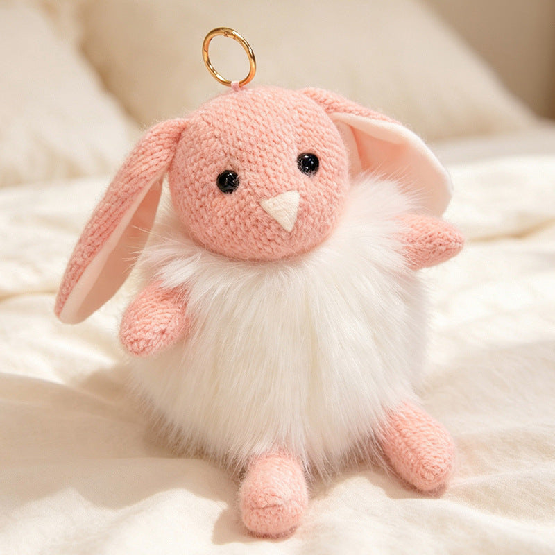 Plush Fluffy Monkey Bag Charm Keychain with Faux-Fur Body and Gold Ring Kalsten