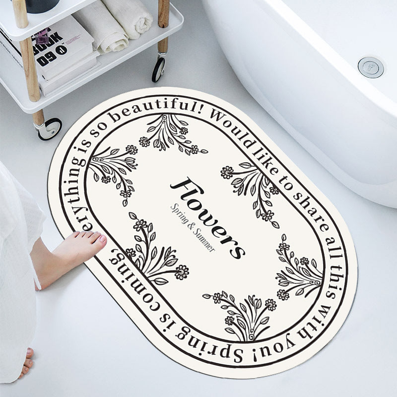 Floral-Themed Bathroom Mat