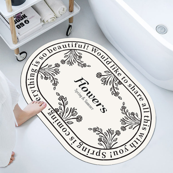 Floral-Themed Bathroom Mat