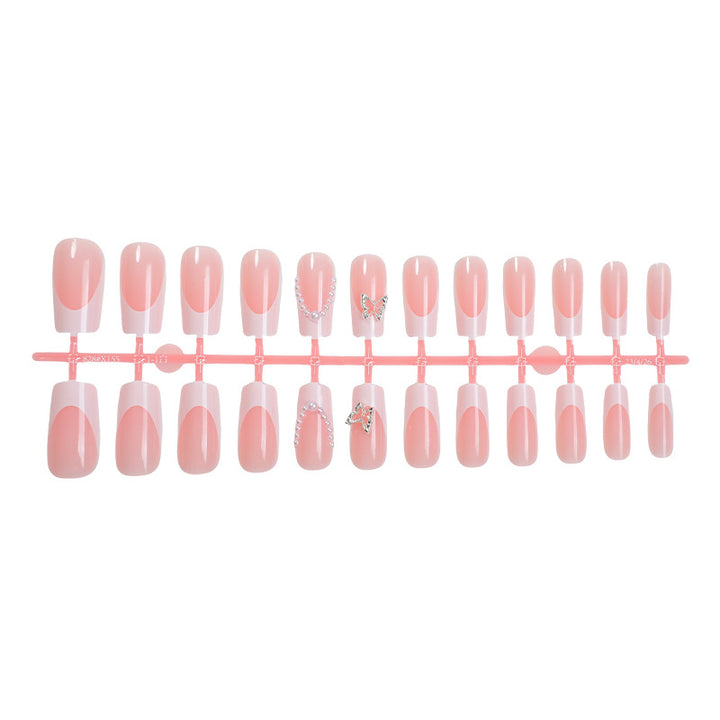 Artistic Press-On Nail Art Set with Butterfly and Gem Accents kalsten