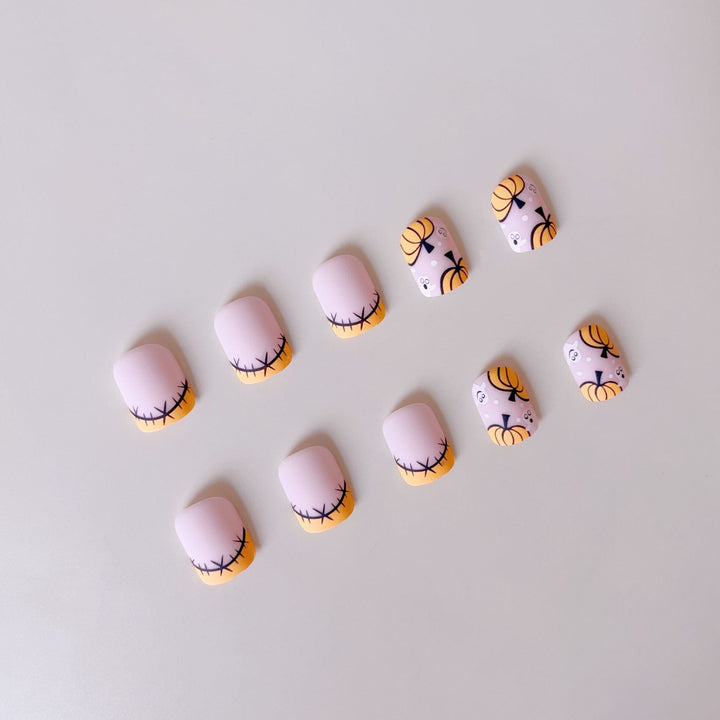 Halloween Fake Nail Set with Cute Pumpkin and Ghost Designs Kalsten