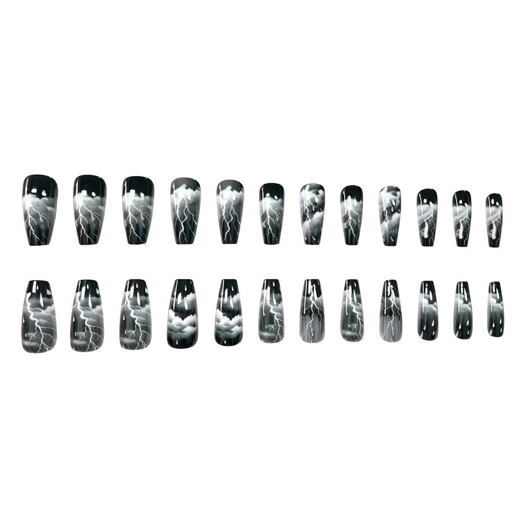 Artistic Lightning-Themed Nail Art Extensions Kalsten