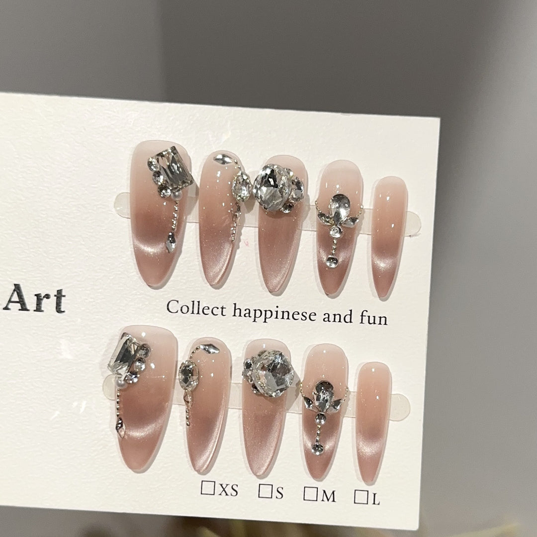 Glamorous Crystal-Decorated Press-On Nail Set