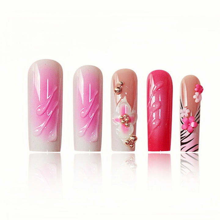 Floral Acrylic Press-On Nail Art Extensions Kalsten