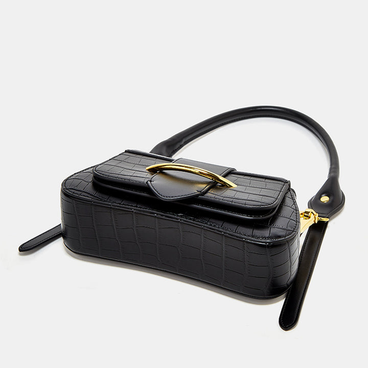 Crocodile-Embossed Mini Shoulder Bag