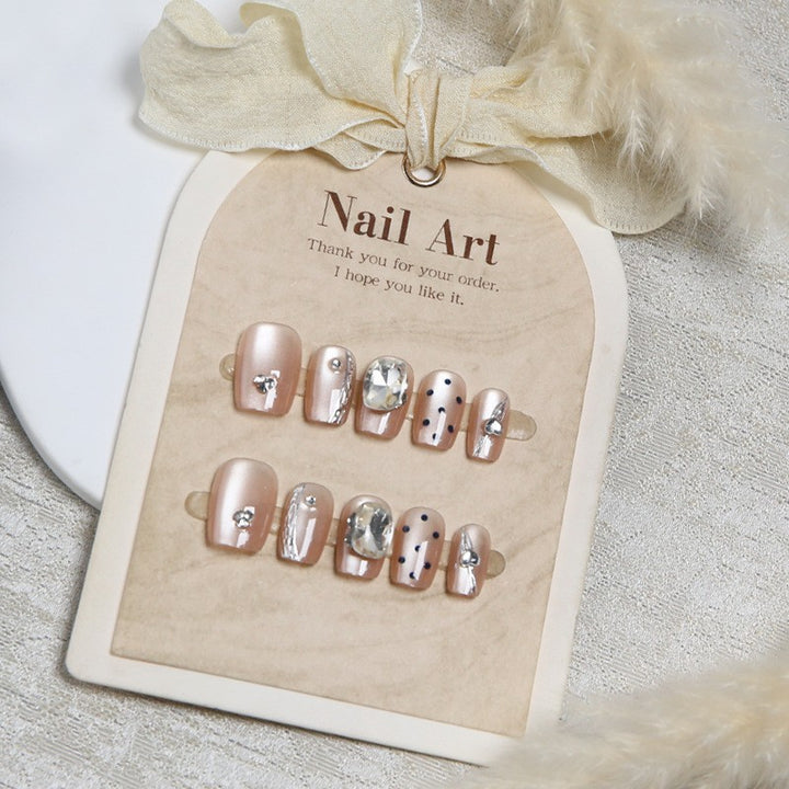 Decorative Rhinestone-Embellished Press-On Nail Set