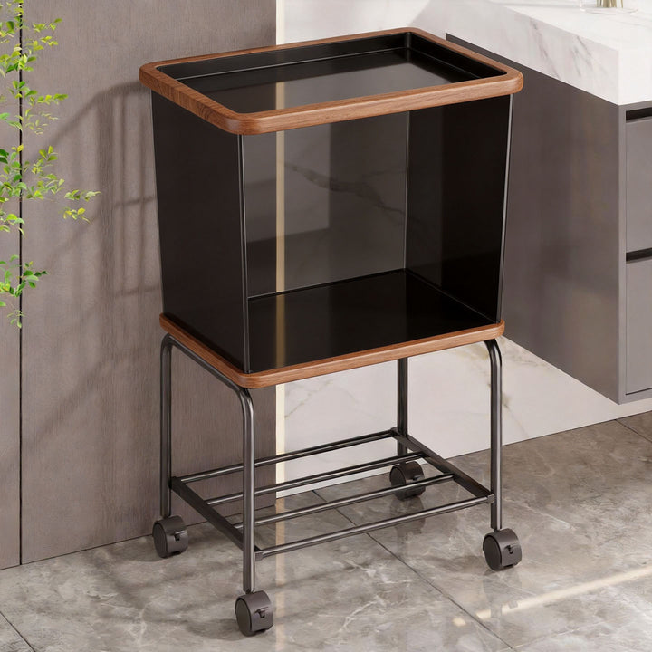 Vertical Rolling Mesh Laundry and Shoe Storage Cart with Elevated Wire Basket and Lower Shoe Shelf