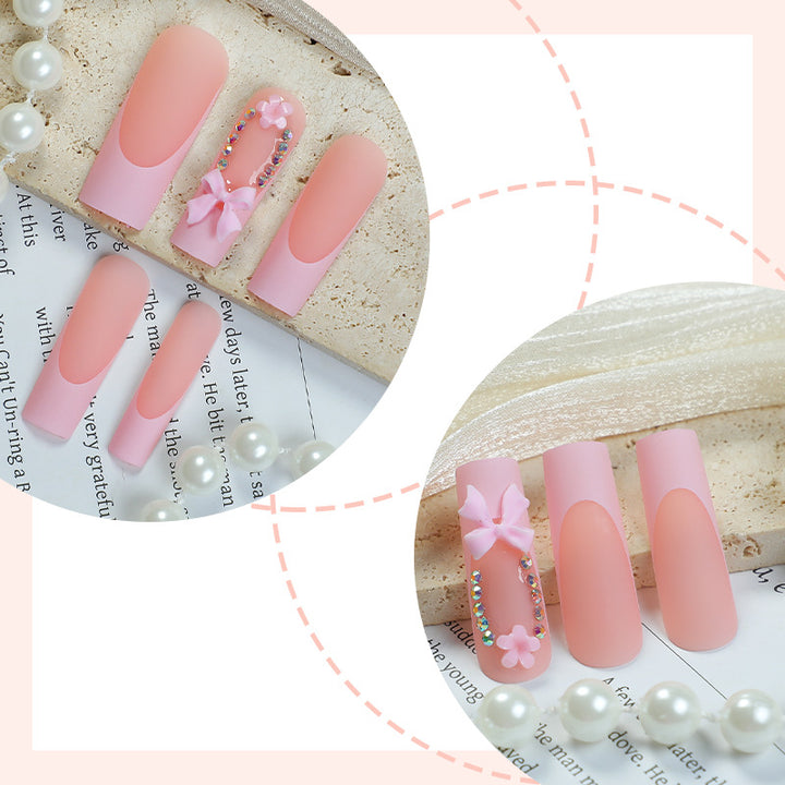 Decorative Press-On Nail Art with Floral and Bow Accents kalsten