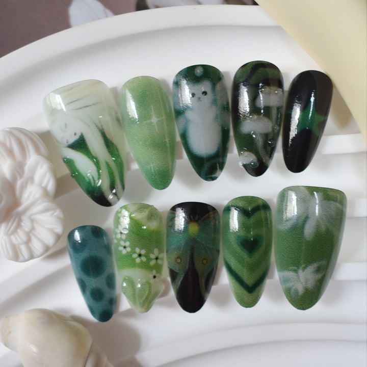 Artistic 3D Sea-Inspired Press-On Nail Art Kalsten