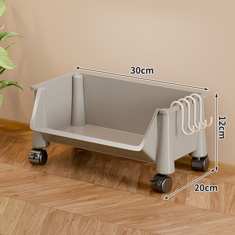 Slim Four-Tier Rolling Storage Cart with Stacking Open Bins