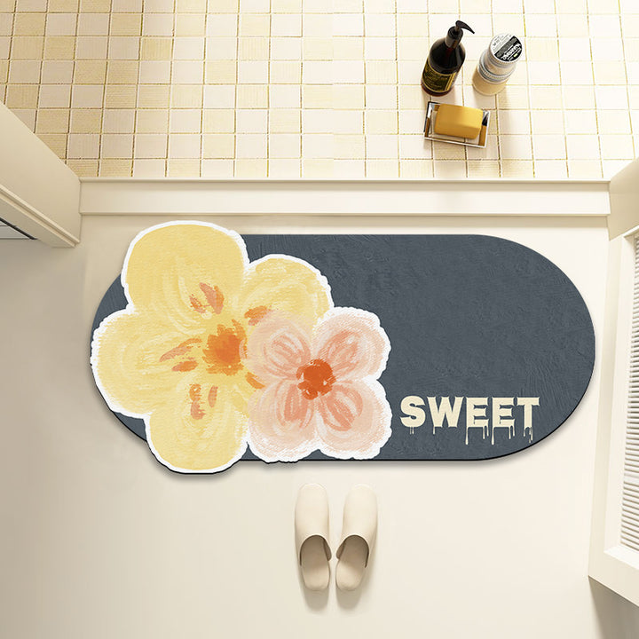 Floral Print Oval Area Mat