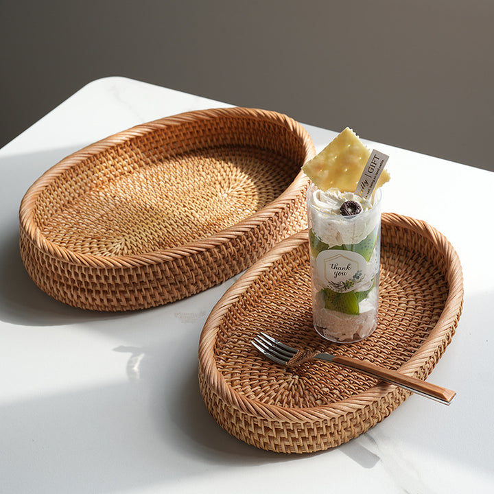 Oval storage basket made of handwoven material Kalsten