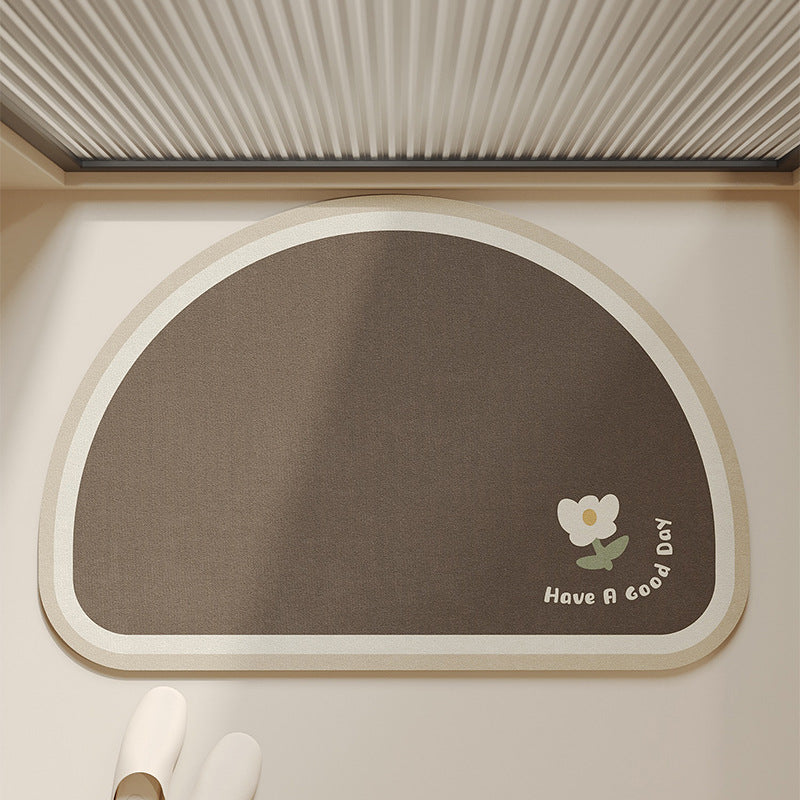 Oval Shaped Welcome Mat with Inspirational Quote