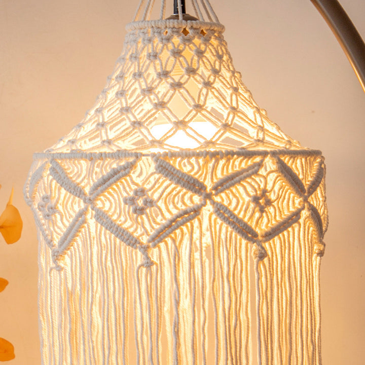 Elegant Macrame Hanging Lamp with Fringes Kalsten