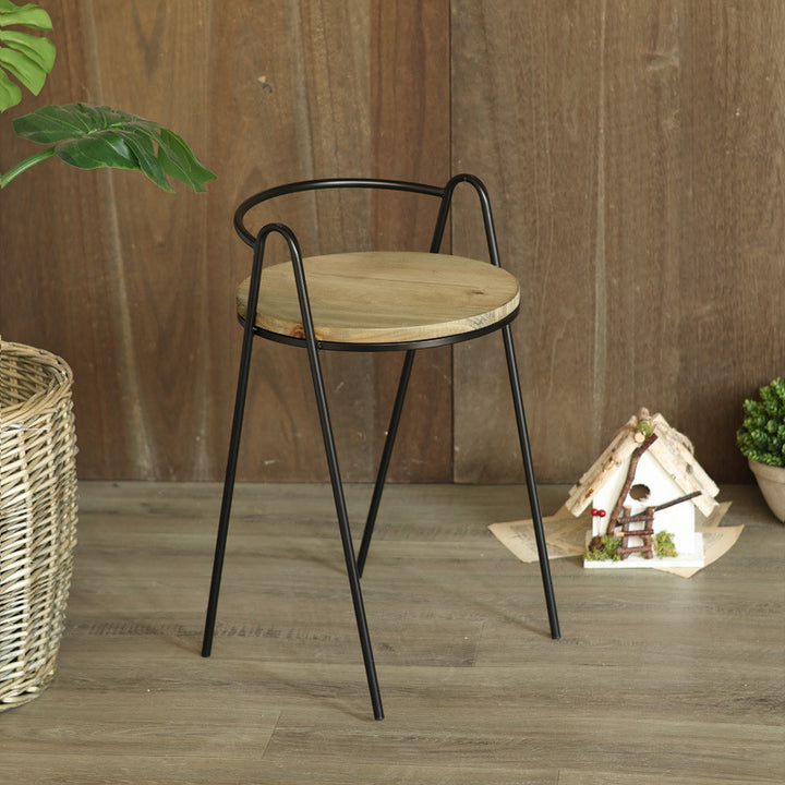 Modern stool with wooden seat and metal frame Kalsten