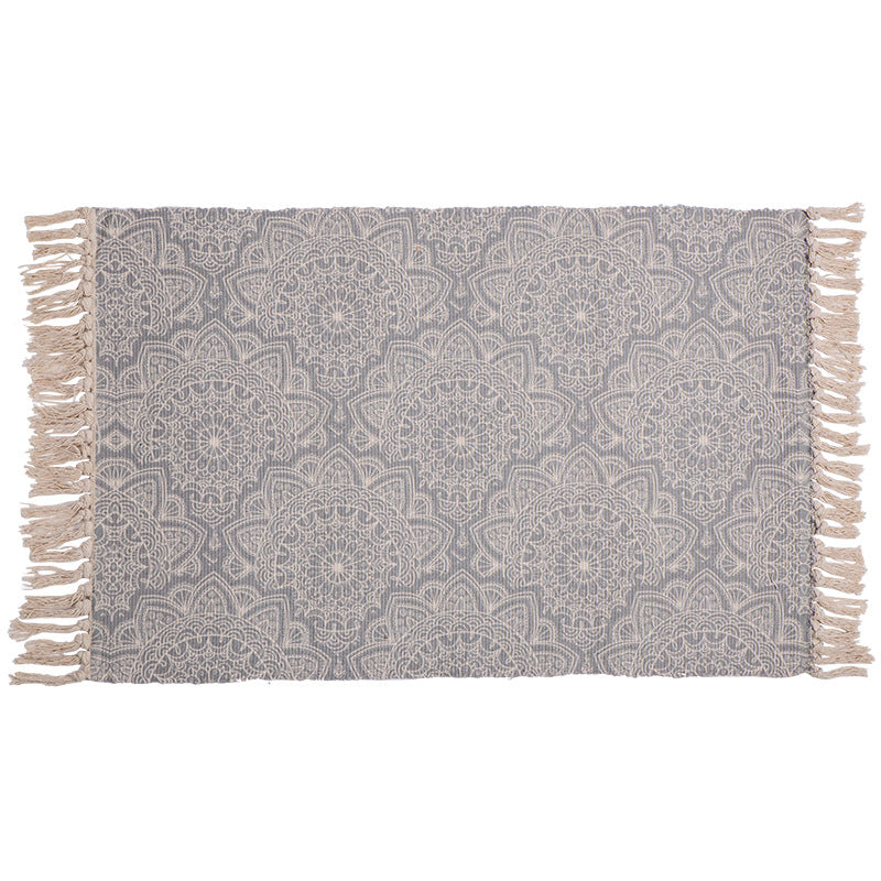 Decorative runner for dining table and console in Boho-Mandala design with fringes Kalsten