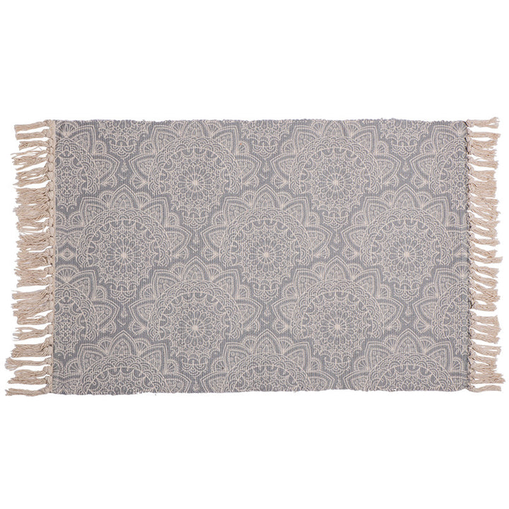 Decorative runner for dining table and console in Boho-Mandala design with fringes Kalsten