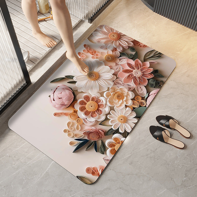 Soft Plush Floral Design Bath Mat