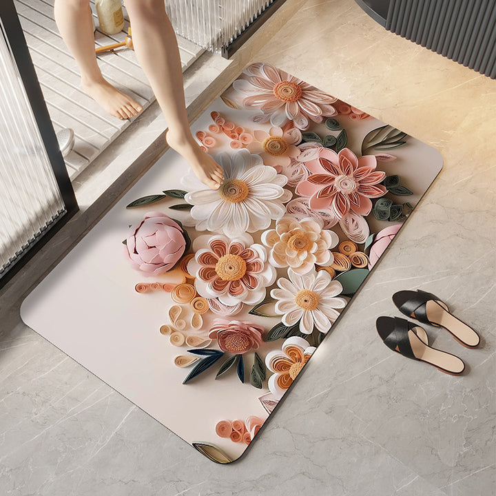 Soft Plush Floral Design Bath Mat
