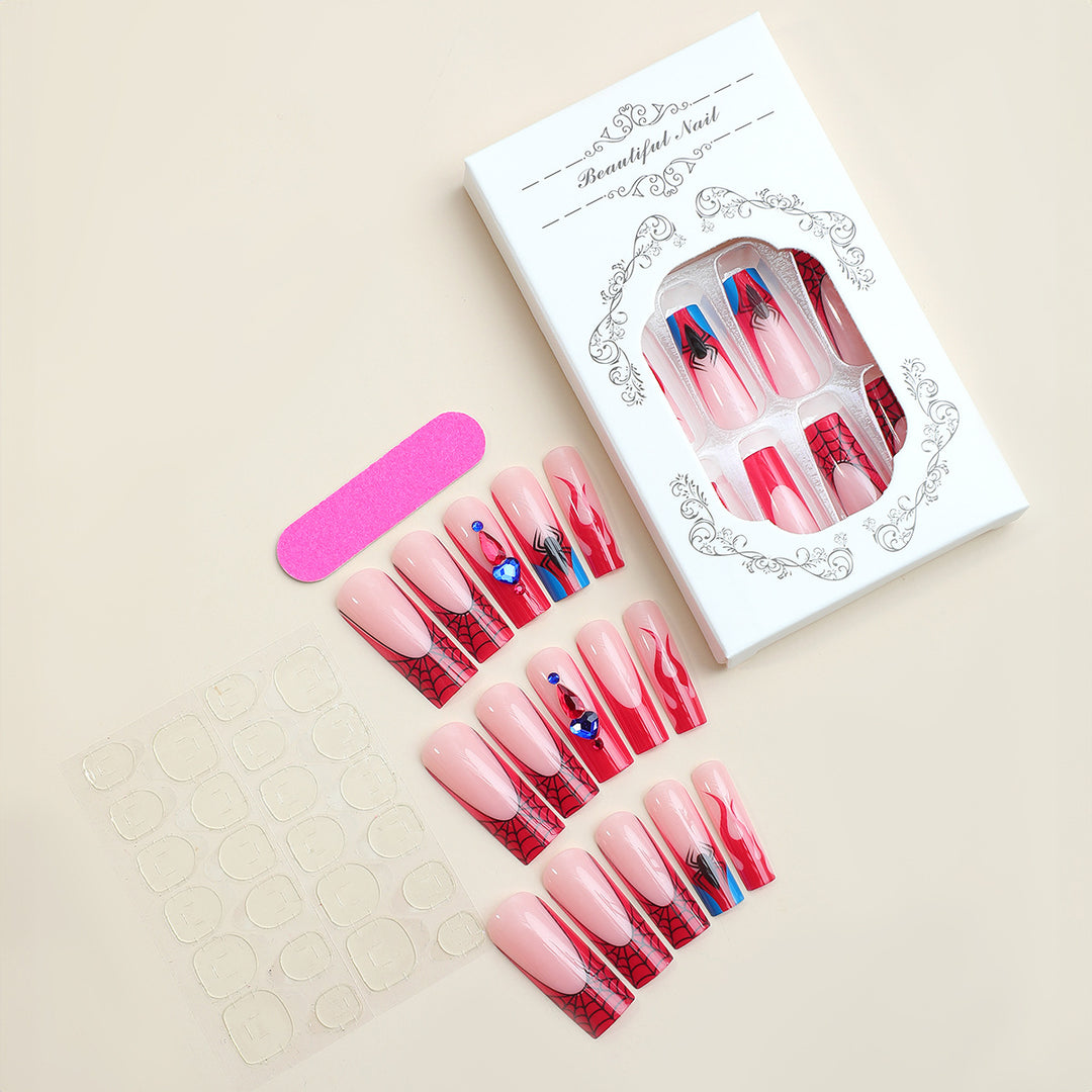Artistic Press-On Nail Set with Spider-Man Theme kalsten