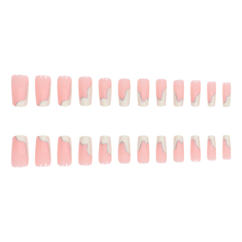 Stiletto Nail Art Extensions with Elegant Glitter Wave Design Kalsten