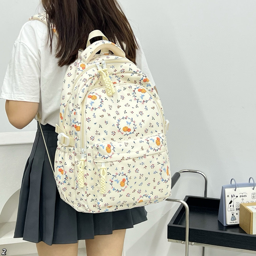 Floral Patterned School Backpack
