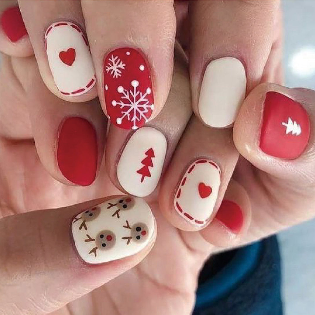 Festive Holiday-Themed Press-On Nail Art Set Kalsten