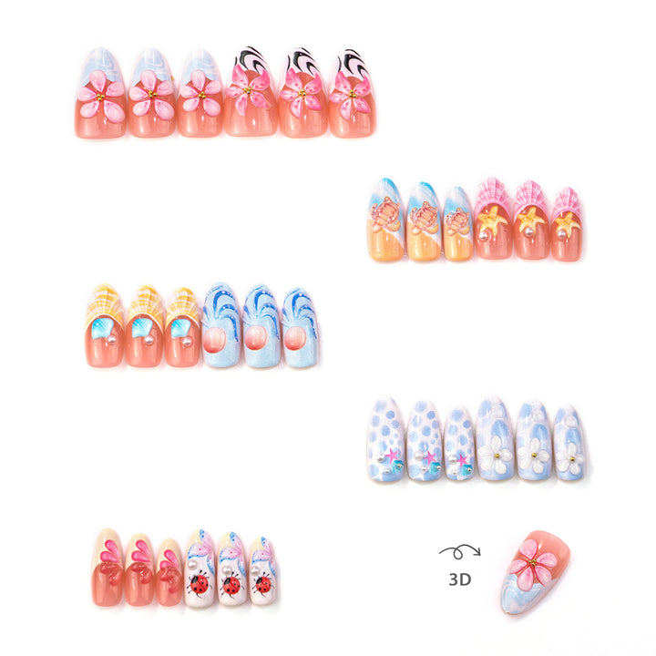 Ocean-Inspired Decorative Press-On Nail Art Set