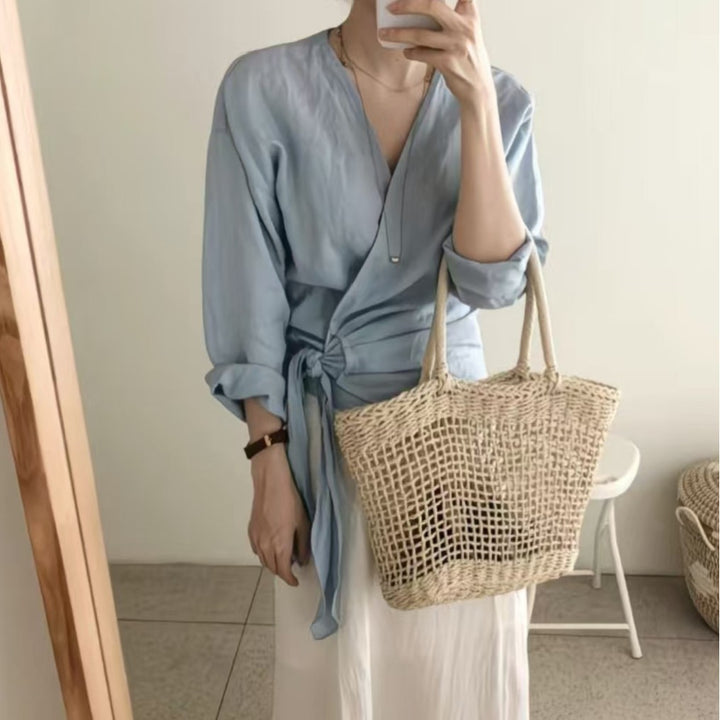 Handcrafted straw bag with fine structure Kalsten