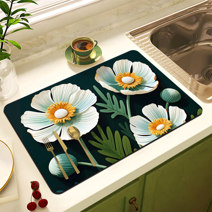 Decorative Floral Kitchen Mat