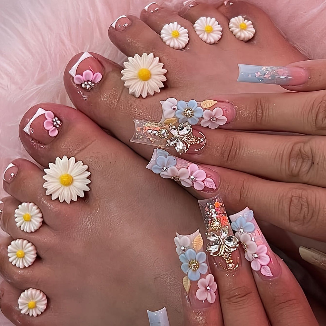 Decorative Floral Press-On Pedicure Set Kalsten