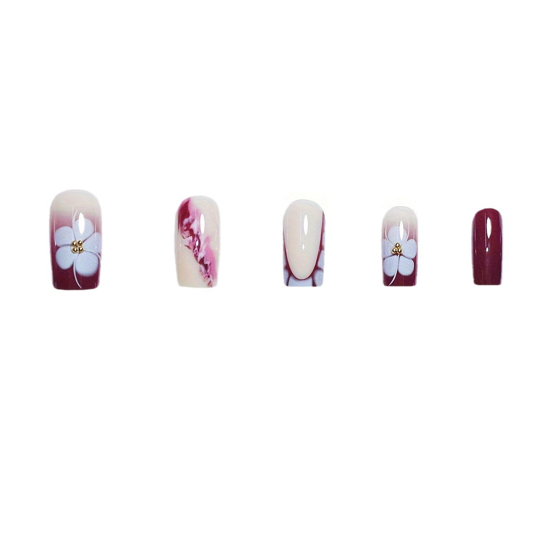 Artistic Gel Nail Extensions with Floral Design Kalsten