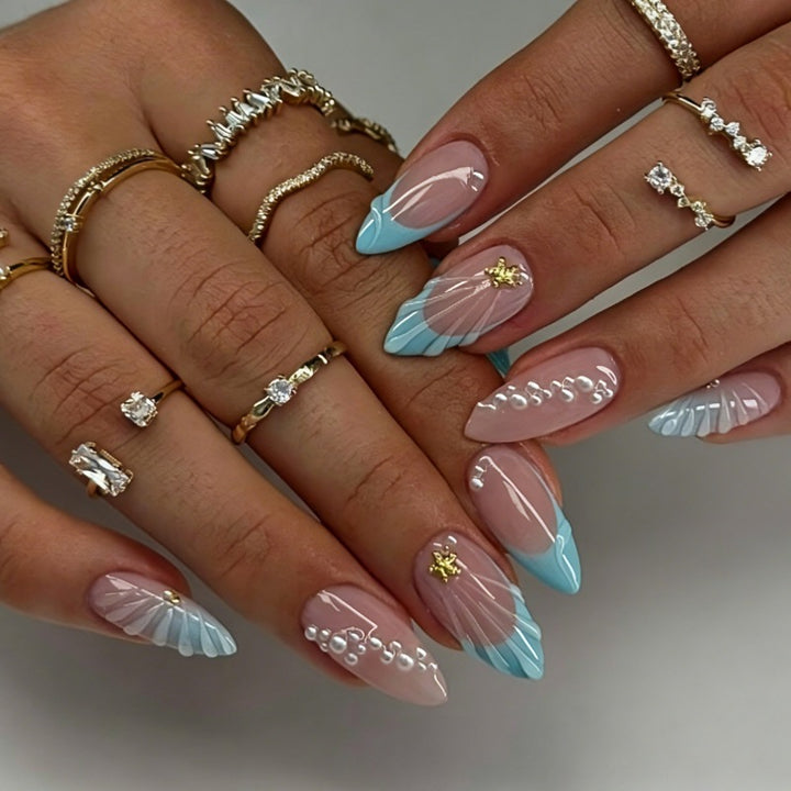 Artistic Ocean-Inspired Press-On Nail Set Kalsten