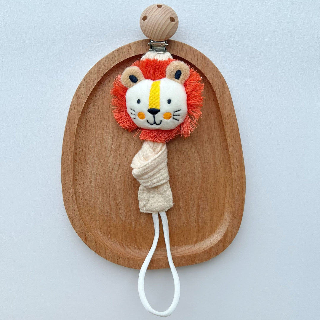 Pacifier and Comforter Clip with Wooden Safety Clasp