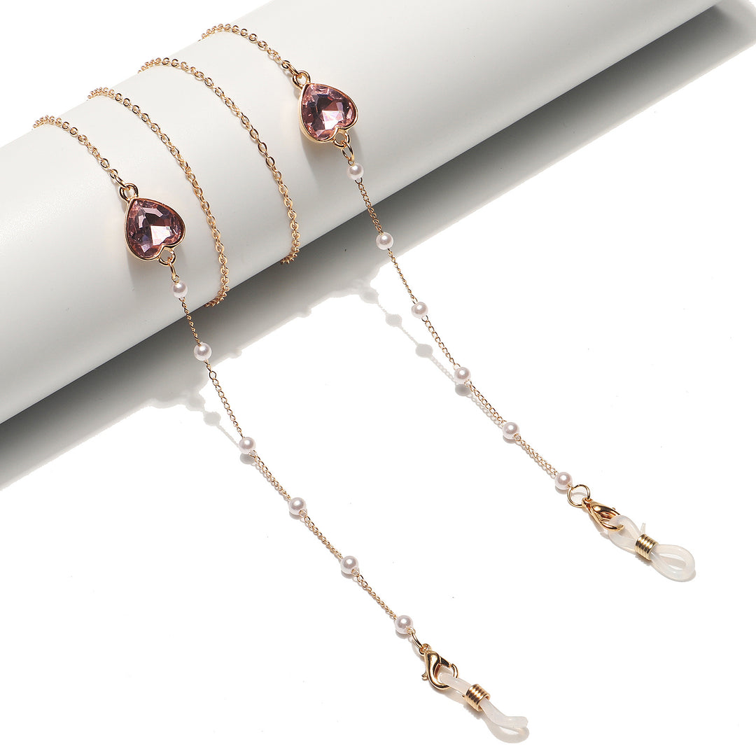 Heart-Shaped Crystal Eyewear Chain Kalsten