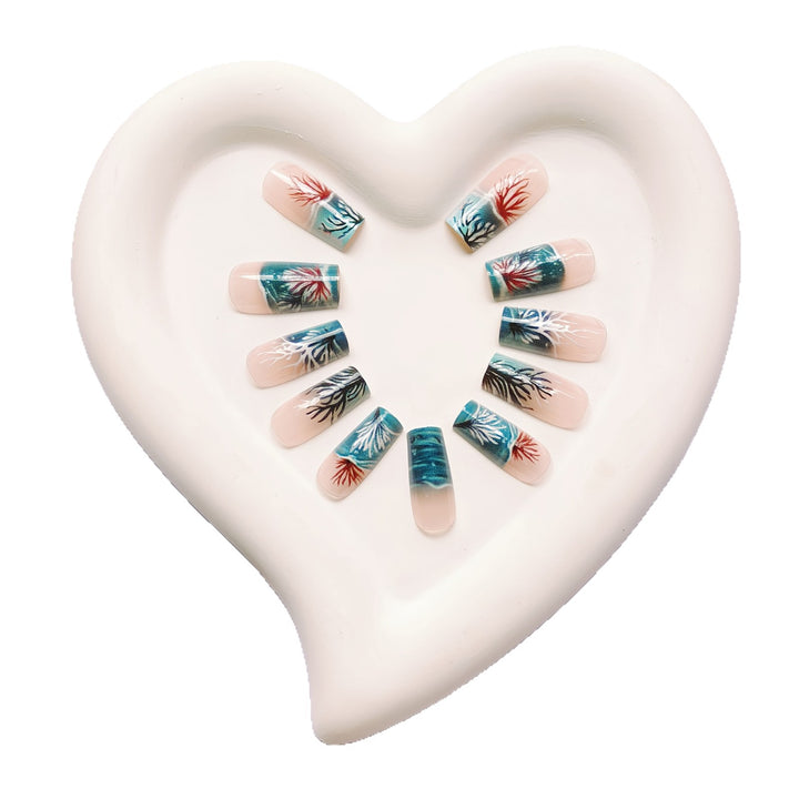 Artificial Nails in Stylish Coral Design Kalsten
