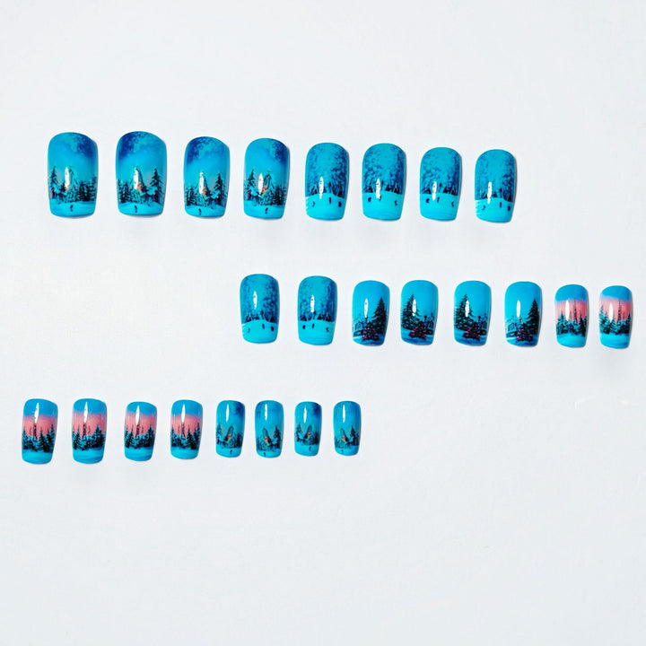 Artificial nails with festive winter landscape design Kalsten