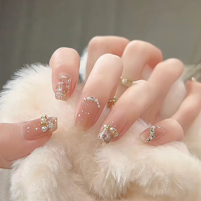 Artistic Press-On Nail Set with Glittery Star Accents Kalsten