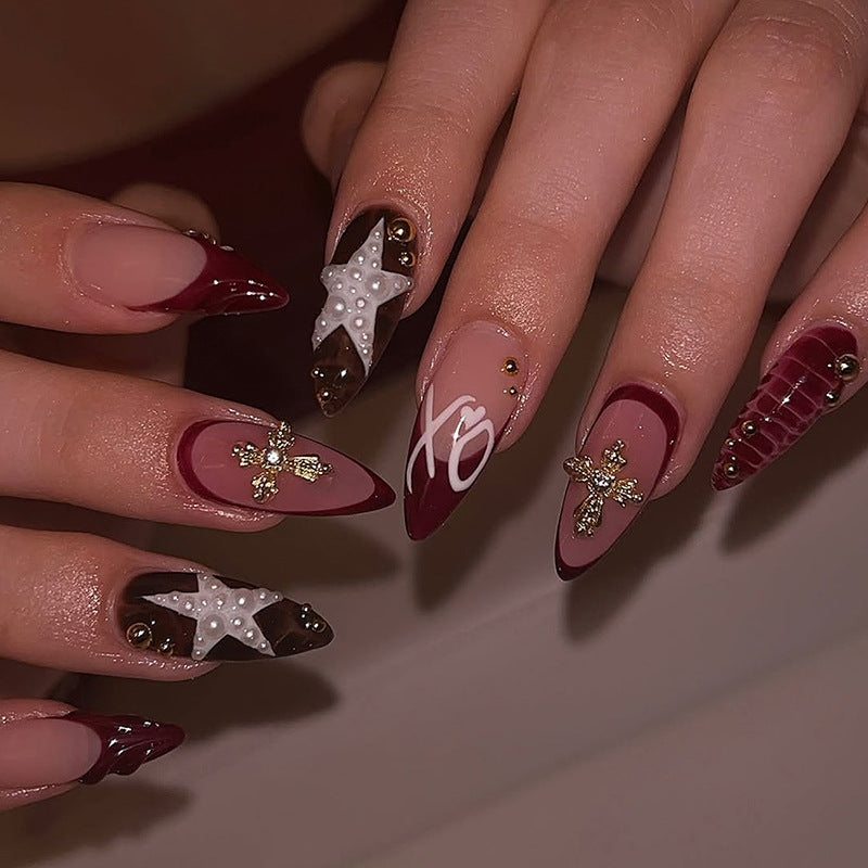 Premium Decorative Press-On Nail Set with Glamorous Accents Kalsten