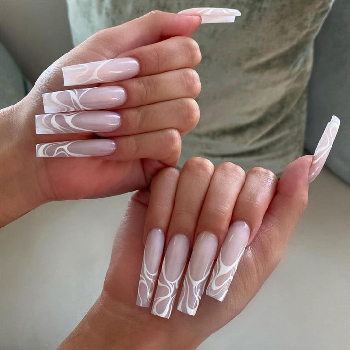 Artistic Nail Extensions with Elegant Fluid Design Kalsten