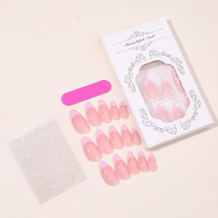 Artificial nail set with elegant glitter and lace design Kalsten