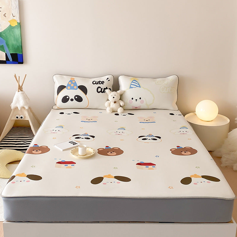 Kids Mattress Protector Topper with Non-Slip Bottom and Cute Bear Print