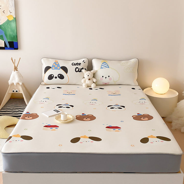Kids Mattress Protector Topper with Non-Slip Bottom and Cute Bear Print